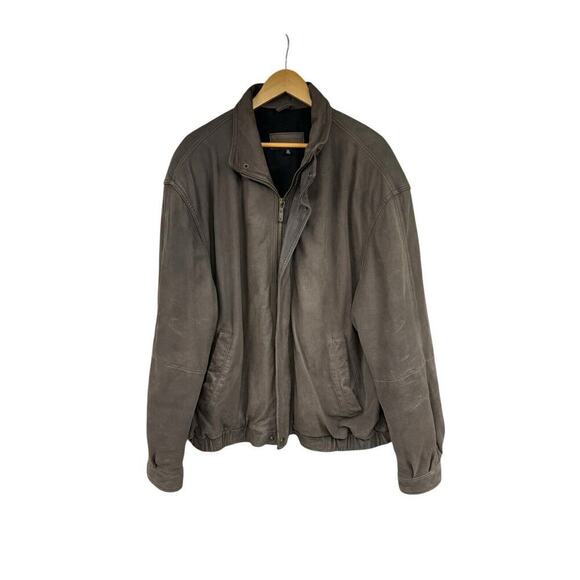 John Ashford Brown Leather Zip Bomber Style Jacket Men’s Size XXL - Picture 1 of 11